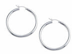 Stellar White Rhodium 3mm X 40mm Tubing Hoop Earrings