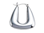 Stellar White Rhodium Polished Hollow Hoop Earrings