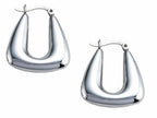 Stellar White Rhodium Polished Hollow Hoop Earrings