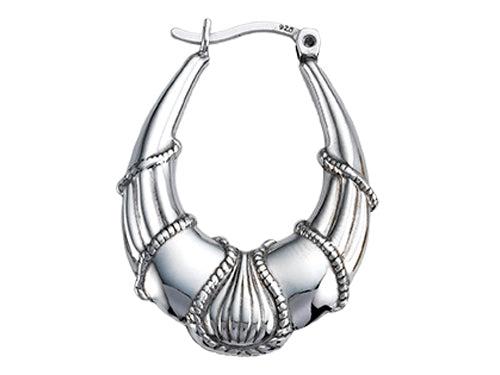 Stellar White Rhodium Oval Designed Hoop Earrings