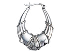 Stellar White Rhodium Oval Designed Hoop Earrings