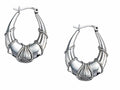 Stellar White Rhodium Oval Designed Hoop Earrings