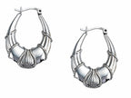 Stellar White Rhodium Oval Designed Hoop Earrings