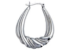 Stellar White Rhodium Large Oval Designed Hoop Earrings