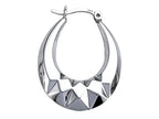 Stellar White Rhodium Medium Oval Polished Hoop Earrings