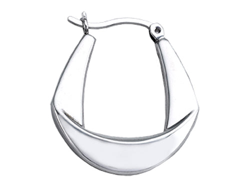 Stellar White Rhodium Polished Hoop Earrings
