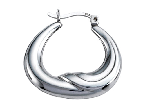 Stellar White Rhodium High Polished Earrings Hoops