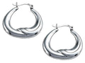 Stellar White Rhodium High Polished Earrings Hoops