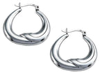 Stellar White Rhodium High Polished Earrings Hoops
