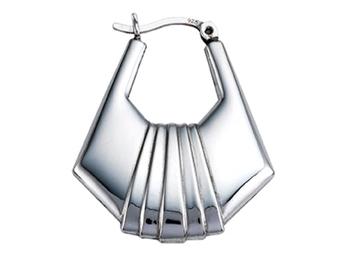 Stellar White Rhodium Oval Designed Earrings Hoops