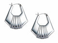 Stellar White Rhodium Oval Designed Earrings Hoops