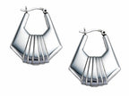 Stellar White Rhodium Oval Designed Earrings Hoops