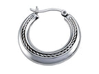 Stellar White Rhodium Medium Polished Hoop Earrings