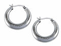 Stellar White Rhodium Medium Polished Hoop Earrings