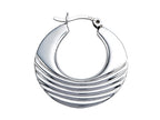 Stellar White Rhodium Polished Md Design Hoop Earrings