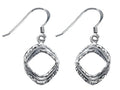 Stellar White Rhodium Shepherd Hook Bright Cut Square Earrings