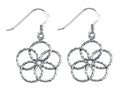 Stellar White Rhodium Bright Cut Flower Shepherd Hook Earrings