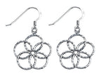 Stellar White Rhodium Bright Cut Flower Shepherd Hook Earrings