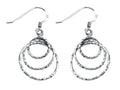 Stellar White Rhodium Bright Cut Circles Shepherd Hook Earrings