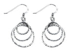 Stellar White Rhodium Bright Cut Circles Shepherd Hook Earrings