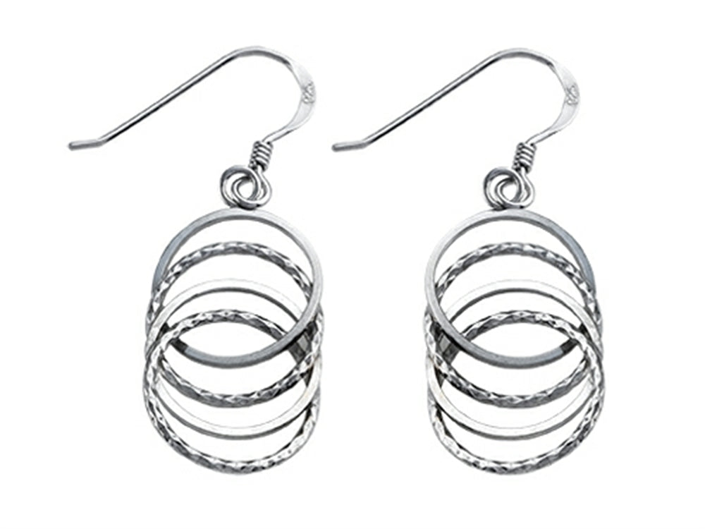 Stellar White™ Rhodium Alt 4 Circles Shepherd Hook Earrings