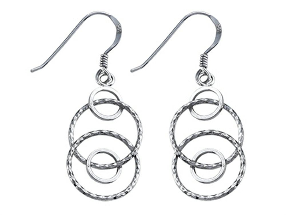 Stellar White Rhodium Alt Circles Shepherd Hook Earrings