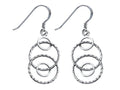 Stellar White Rhodium Alt Circles Shepherd Hook Earrings