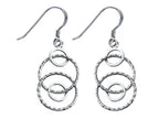 Stellar White Rhodium Alt Circles Shepherd Hook Earrings