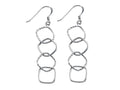 Stellar White Rhodium 4 Alt Squares Shepherd Hook Earrings