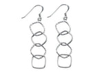 Stellar White Rhodium 4 Alt Squares Shepherd Hook Earrings