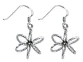 Stellar White Rhodium 3D Bright Cut Shepherd Hook Earrings