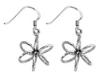 Stellar White Rhodium 3D Bright Cut Shepherd Hook Earrings