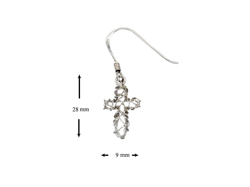 Finejewelers 925 Sterling Silver Bright Cut Dangle Cross Earrings Pendant Necklace