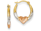 FJC Finejewelers 14k Yellow Gold Tri-color Madi K Heart Hoop Children Earrings