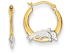 FJC Finejewelers 14k Yellow Gold and Rhodium Madi K Dolphin Hoop Children Earrings
