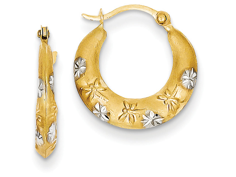 FJC Finejewelers 14k Yellow Gold and Rhodium Madi K Hoop Children Earrings