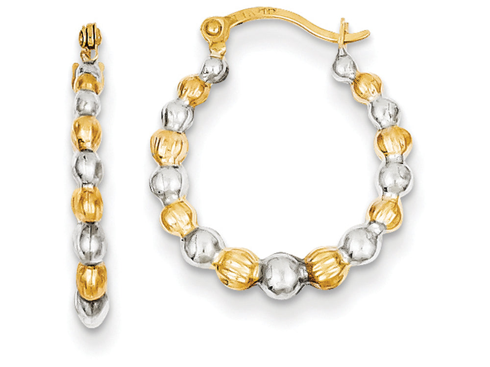 FJC Finejewelers 14k Yellow Gold and Rhodium Madi K Beaded Hoop Children Earrings