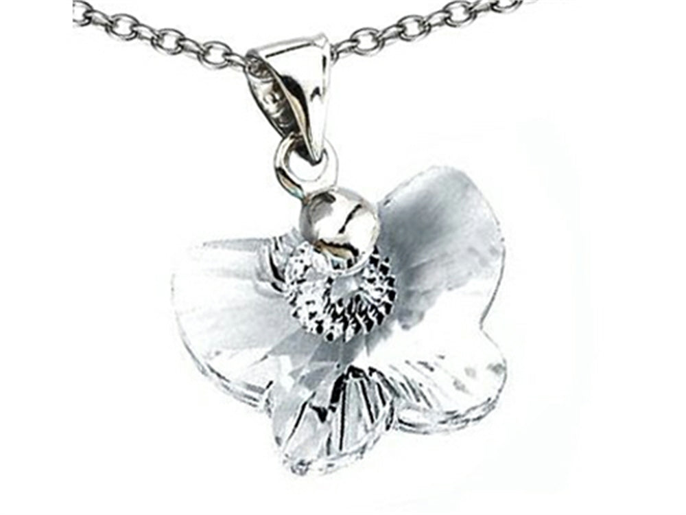 Finejewelers 925 Sterling Silver Clear White Crystal Butterfly Pendant Necklace made with Elements
