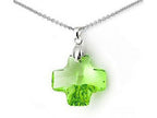 Finejewelers 925 Sterling Silver Green Color Crystal Cross Pendant Necklace made with Elements on 18 Inch Chai