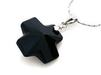 Finejewelers 925 Sterling Silver Black Color Crystal Cross Pendant Necklace made with Elements on 18 Inch Chai