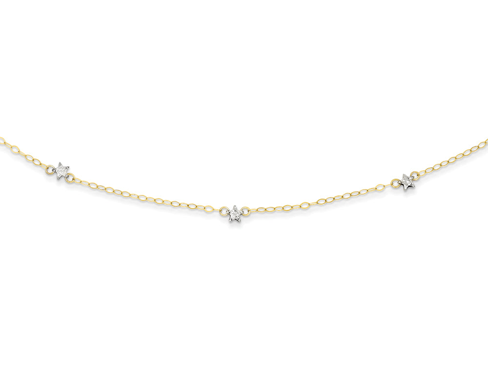 FJC Finejewelers 16 Inch 14 kt Two Tone Gold Oval Chain bright-cut Dots W/ 2in Ext Necklace