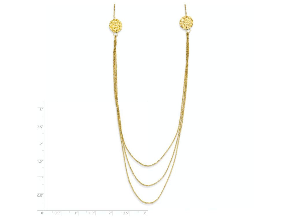 FJC Finejewelers 16 Inch 14k Yellow Gold 3 Layer Ropa Chain Texture Side Circles W/ 2in Ext Necklace
