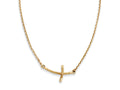 FJC Finejewelers 14k Yellow Gold Small Sideways Curved Twist Cross Necklace
