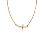 FJC Finejewelers 14k Yellow Gold Small Sideways Curved Twist Cross Necklace