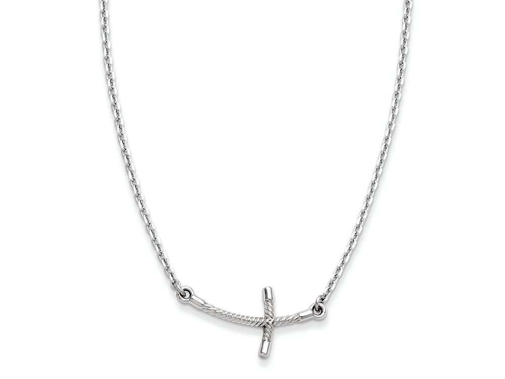 FJC Finejewelers 14k White Gold Small Sideways Curved Twist Cross Necklace