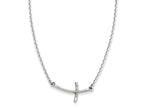 FJC Finejewelers 14k White Gold Small Sideways Curved Twist Cross Necklace