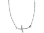 FJC Finejewelers 14k White Gold Large Sideways Curved Twist Cross Necklace