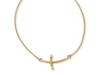 FJC Finejewelers 14k Yellow Gold Large Sideways Curved Twist Cross Necklace