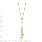 FJC Finejewelers 16 Inch 14k Puffed Heart and bright-cut Cross Graduated Chain W/2 In Ext Necklace
