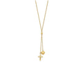 FJC Finejewelers 16 Inch 14k Puffed Heart and bright-cut Cross Graduated Chain W/2 In Ext Necklace